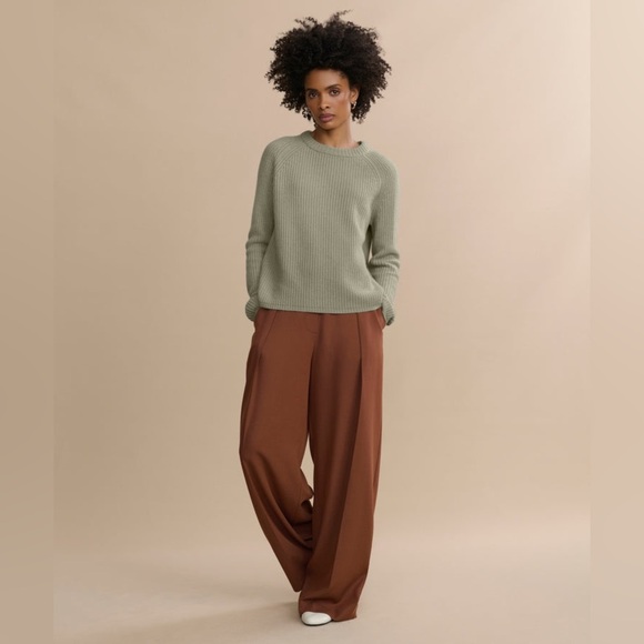 JENNI KAYNE Fisherman Cashmere Sweater in Sage M - Picture 2 of 6